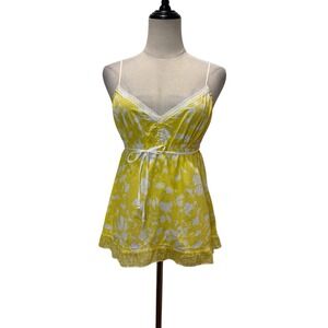 American Eagle Babydoll Tank Camisole Sz 8 Yellow Floral